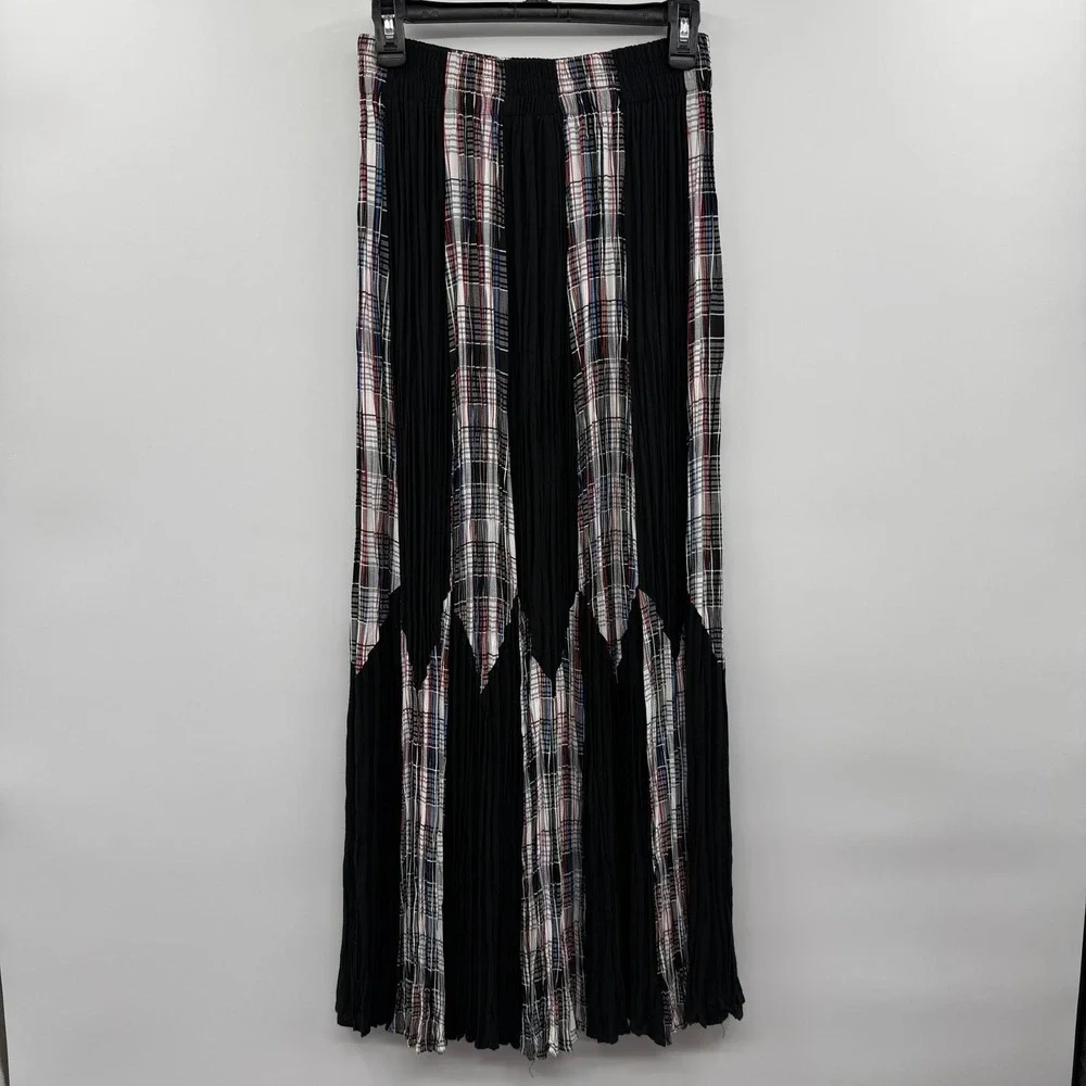 Vintage‎ Longhorn Niver Western Elastic waist Long Maxi skirt size medium plaid